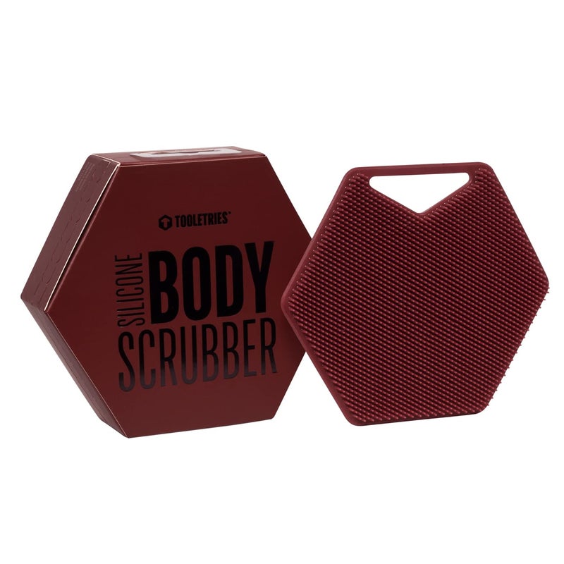 Tooletries - Body Scrubber - Silicone Exfoliating Scrubber - Bathroom & Shower Accessories for Men  Travel Essentials for Men - Durable & Long Lasting Body Wash Scrubber for Men - Burgundy - Image 1